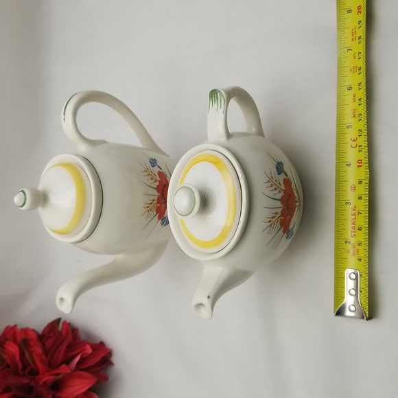 Vintage Arabia Finland Red Poppy Mini Tea and Coffee Pots - Picture 7 of 16